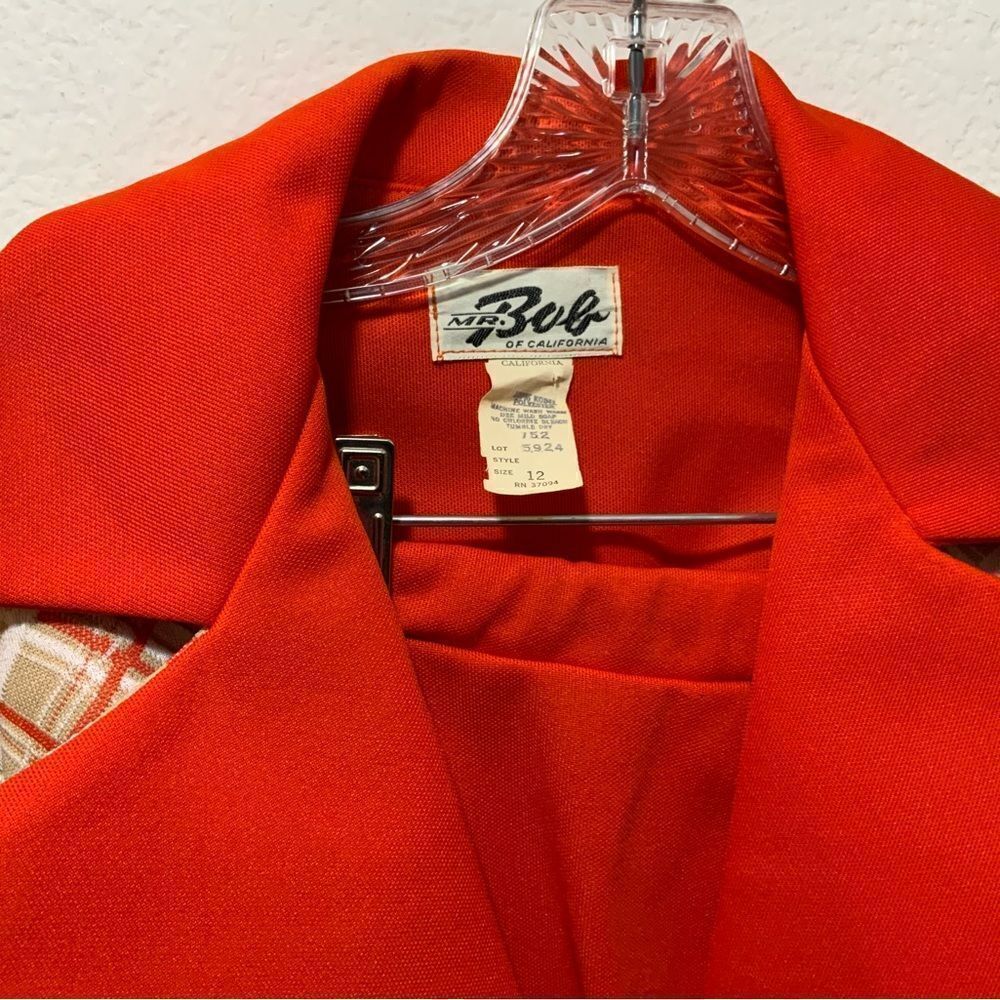 VINTAGE Mr. Bob of California 12  red  & cream Plaid Long Suits - Picture 4 of 14